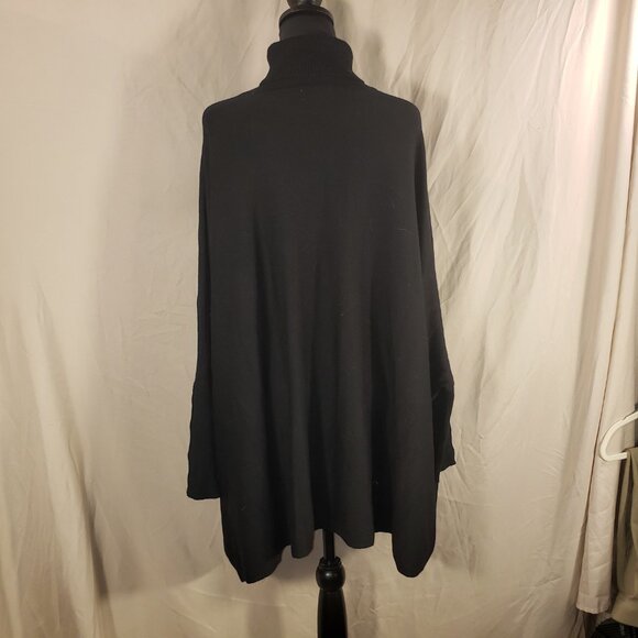 Joseph A  qu' est ce que c'est silk? Black Turtleneck Poncho Sweater, XL - Picture 5 of 6